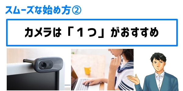 ②なるべく「１カメラシステム」のオンライン家庭教師を選ぶ